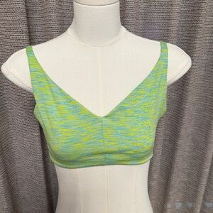 Outdoor Voices Cross-Back Seamless Bra | Green Blue Space-Dye | S